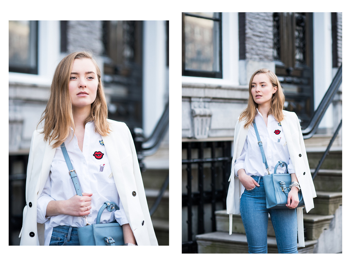 Patches blouse zara, jeans, Miss Confidential, Emilie de la Court, Amsterdam